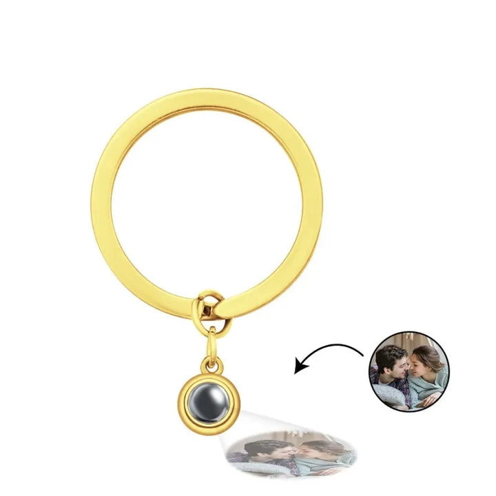 Custom Photo Projection Keychain Stainless Steel Circle Projection Keychain Custom Photo Keychain Family Commemorative Gifts